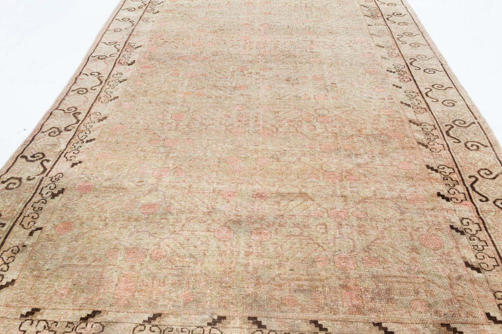 Midcentury Samarkand Handmade Wool Rug in Light Gray, Beige, Brown and Pink BB7047