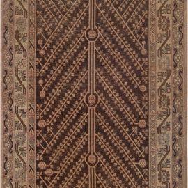 Vintage Samarkand Floral Warm Tan Hand-Knotted Wool Rug BB7041