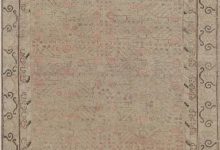 Midcentury <mark class='searchwp-highlight'>Samarkand</mark> Handmade Wool Rug in Light Gray, Beige, Brown and Pink BB7047