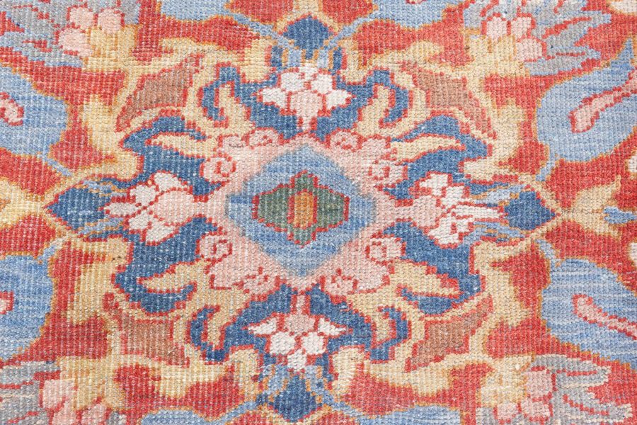 Authentic 1900s Large Persian Sultanabad Red Handmade Wool Rug (Size Adjusted) BB7055