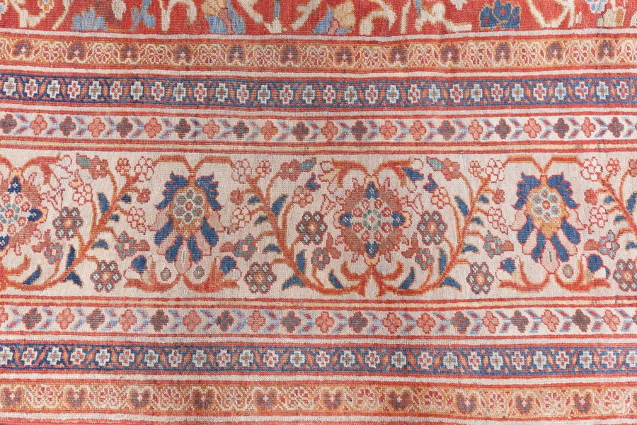 Authentic 1900s Large Persian Sultanabad Red Handmade Wool Rug (Size Adjusted) BB7055