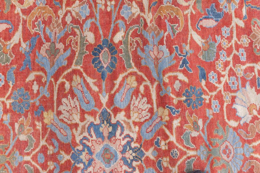 Authentic 1900s Large Persian Sultanabad Red Handmade Wool Rug (Size Adjusted) BB7055