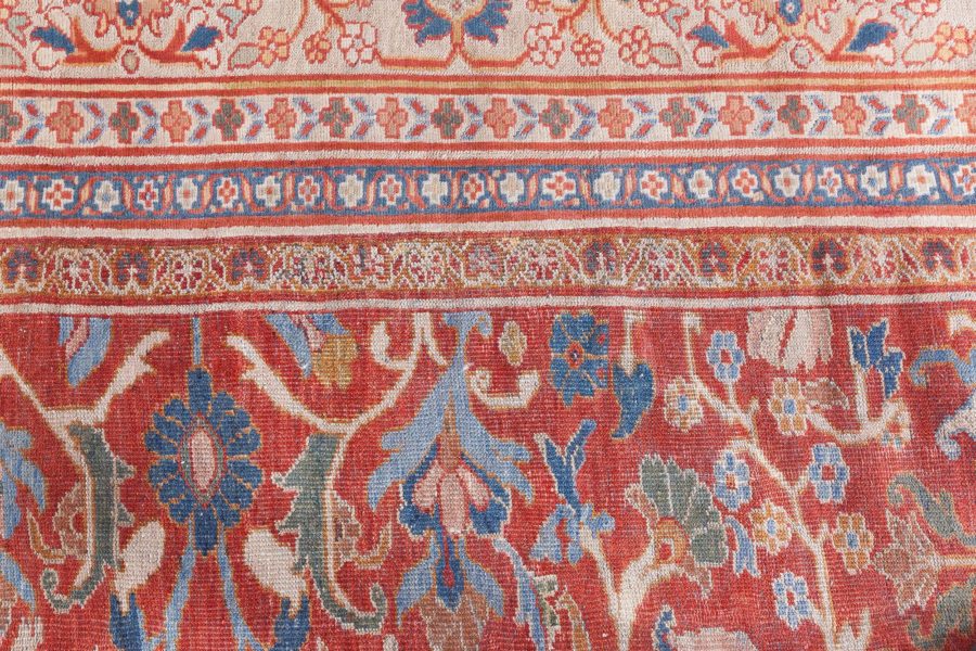 Authentic 1900s Large Persian Sultanabad Red Handmade Wool Rug (Size Adjusted) BB7055