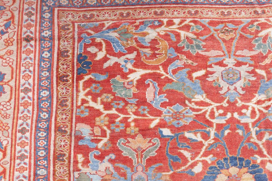 Authentic 1900s Large Persian Sultanabad Red Handmade Wool Rug (Size Adjusted) BB7055
