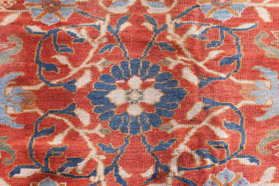 Authentic 1900s Large Persian Sultanabad Red Handmade Wool Rug (Size Adjusted) BB7055