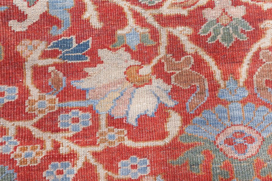 Authentic 1900s Large Persian Sultanabad Red Handmade Wool Rug (Size Adjusted) BB7055