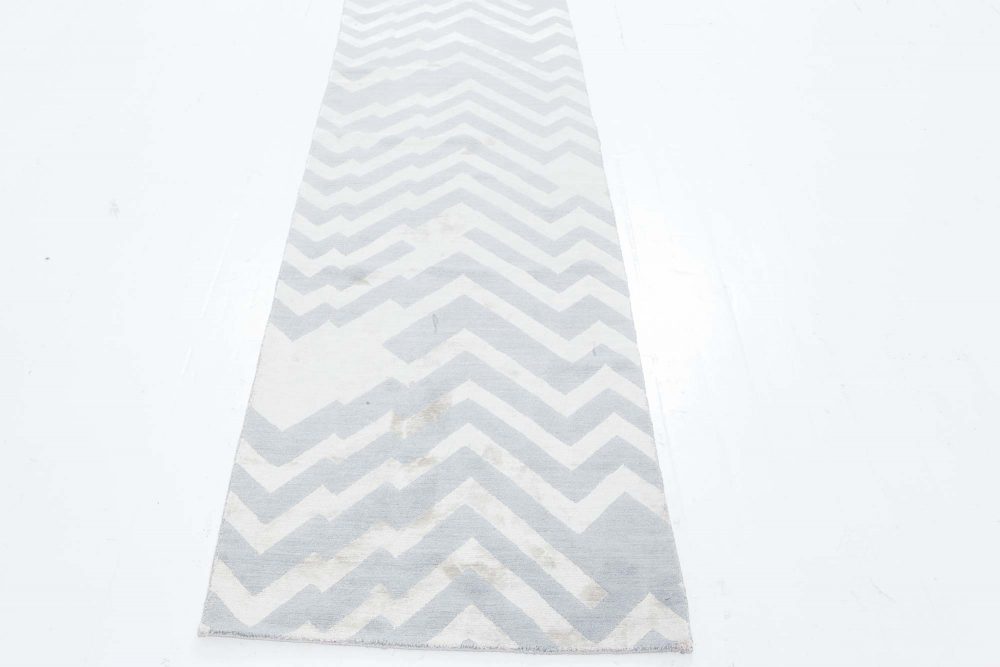 Doris Leslie Blau Collection Modern Geometric Hand Knotted Silk, Wool Runner N12068