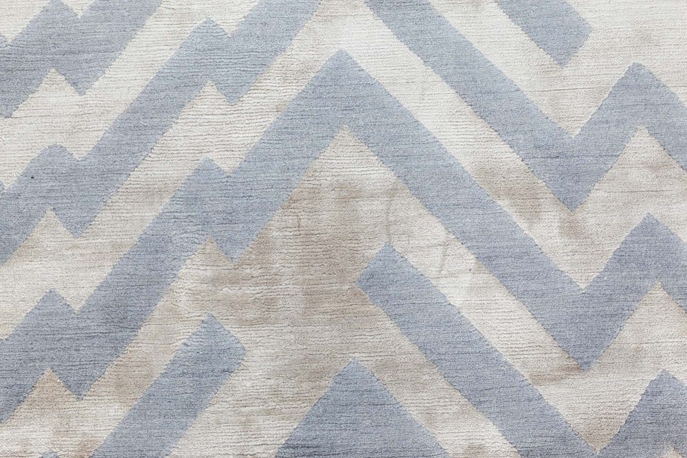 Doris Leslie Blau Collection Modern Geometric Hand Knotted Silk, Wool Runner N12068