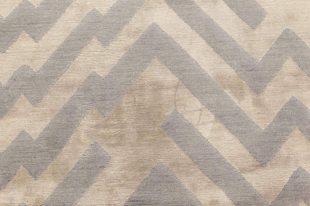 Doris Leslie Blau Collection Rocky Peaks Rug in Gray Beige Geometric Design N12065