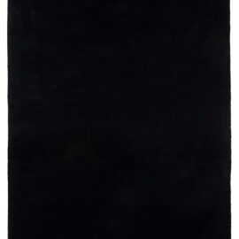 “Nocturne” Modern Hand-Knotted Solid Jet Black Handmade Wool Runner N12944