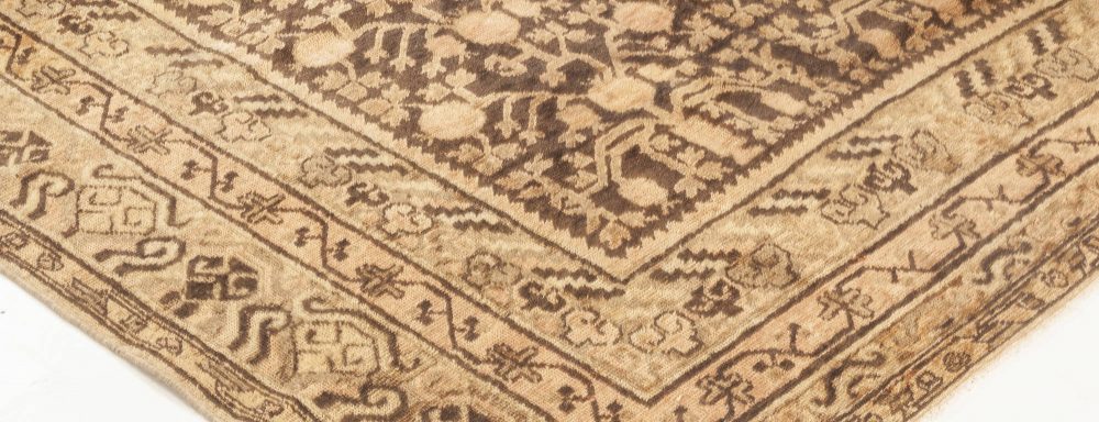 Samarkand Midcentury Brown and Beige with Pinkish Undertones Wool Rug BB7049