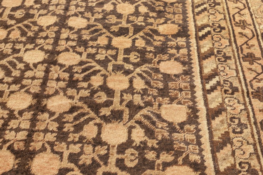 Samarkand Midcentury Brown and Beige with Pinkish Undertones Wool Rug BB7049