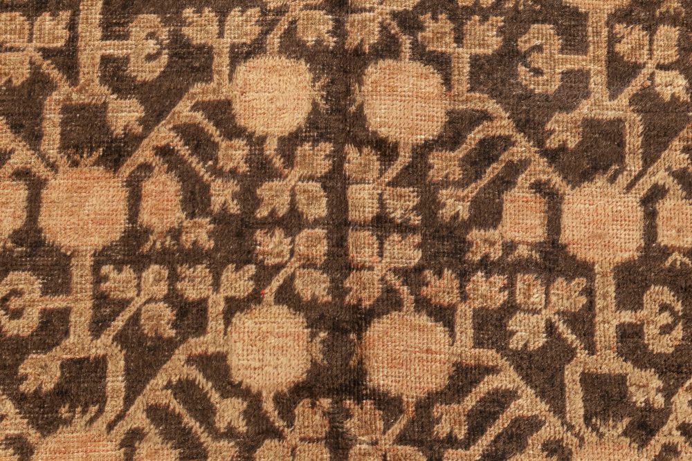 Samarkand Midcentury Brown and Beige with Pinkish Undertones Wool Rug BB7049