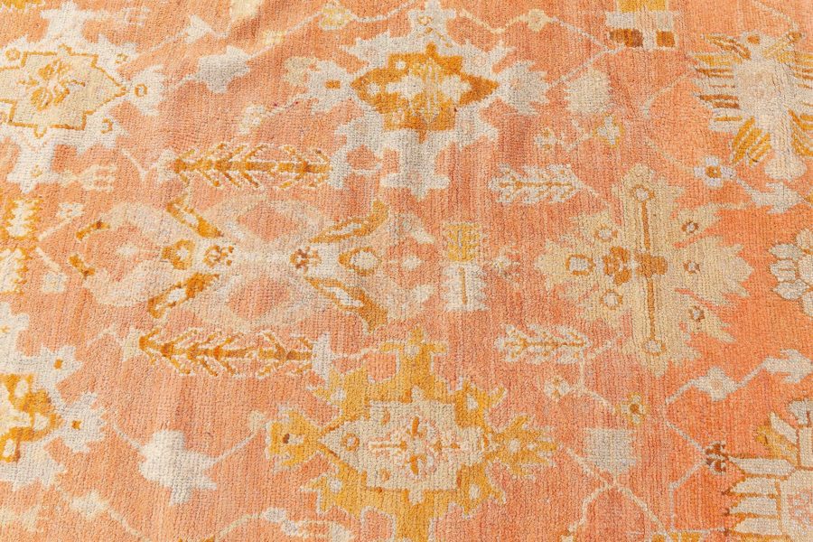 Early 20th Century Turkish Oushak Gold, Green, Orange and Pink Rug BB7057