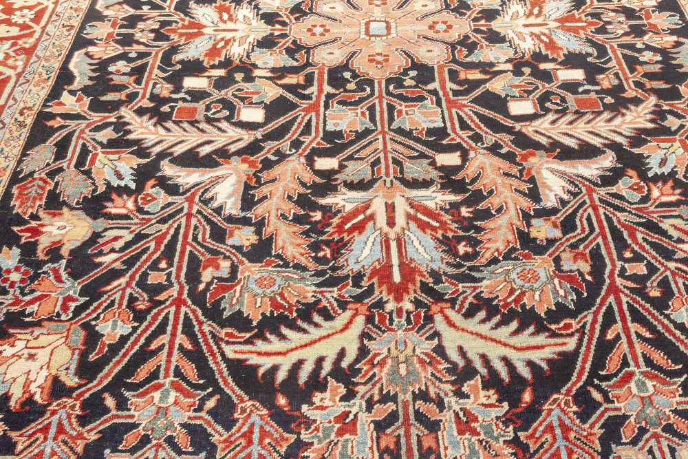 1930s Persian Heriz Rug in Beige, Blue, Brown, Pink and Red BB7060