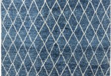 Moroccan Geometric Blue and Off-<mark class='searchwp-highlight'>White</mark> Hand Knotted Wool Rug N12087
