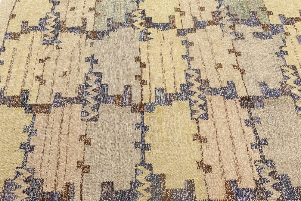 Doris Leslie Blau Collection Swedish Inspired Blue, Green, Purple and Yellow Rug N12088