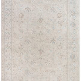 Pale Sand Palmette Motif Handmade Wool Tabriz Floral-Style Rug “Lotus” N12082