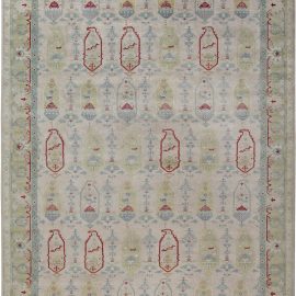 Contemporary Floral Oushak Hand-Knotted Rug “Lanterna” N12085