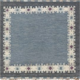 Modern Solid Ivory Flatweave Wool Rug “Citadel” N12109