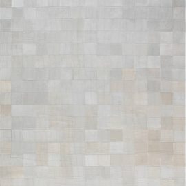 “Blancarr” Modern Geometric Tile Light Gray With Beige Handmade Hair On Hide Rug N12106