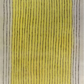 Hand-Knotted Modern Striped Light Gray Handmade Felt Rug “Isoline” N12107