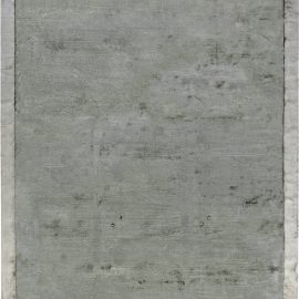 Oversized Modern Hand-Knotted Solid Gray Silk Rug “Silversage” N12098