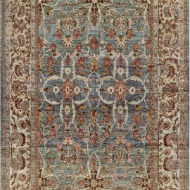 “Rosewater” Modern Traditional Sultanabad Floral Warm Tan Hand-Knotted Wool Rug N12110