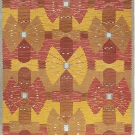 Scandinavian Design Brown, Gold, Gray, Red and White Flat-Weave Rug N12112