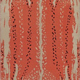 French Art Deco Vintage Abstract Warm Tan And Brick Red Hand-Knotted Wool Rug BB7070