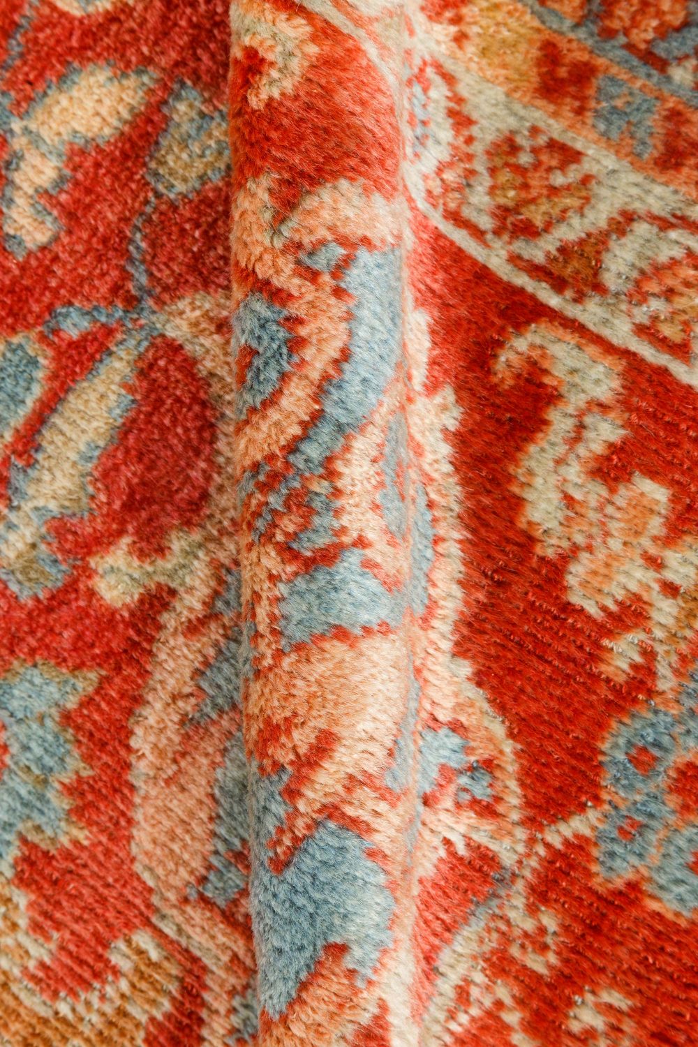 1900s Persian Sultanabad Beige, Blue, Brown, Pink and Red Rug (Size Adjusted) BB7145