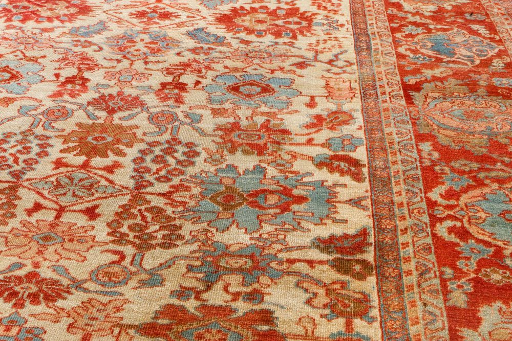 1900s Persian Sultanabad Beige, Blue, Brown, Pink and Red Rug (Size Adjusted) BB7145