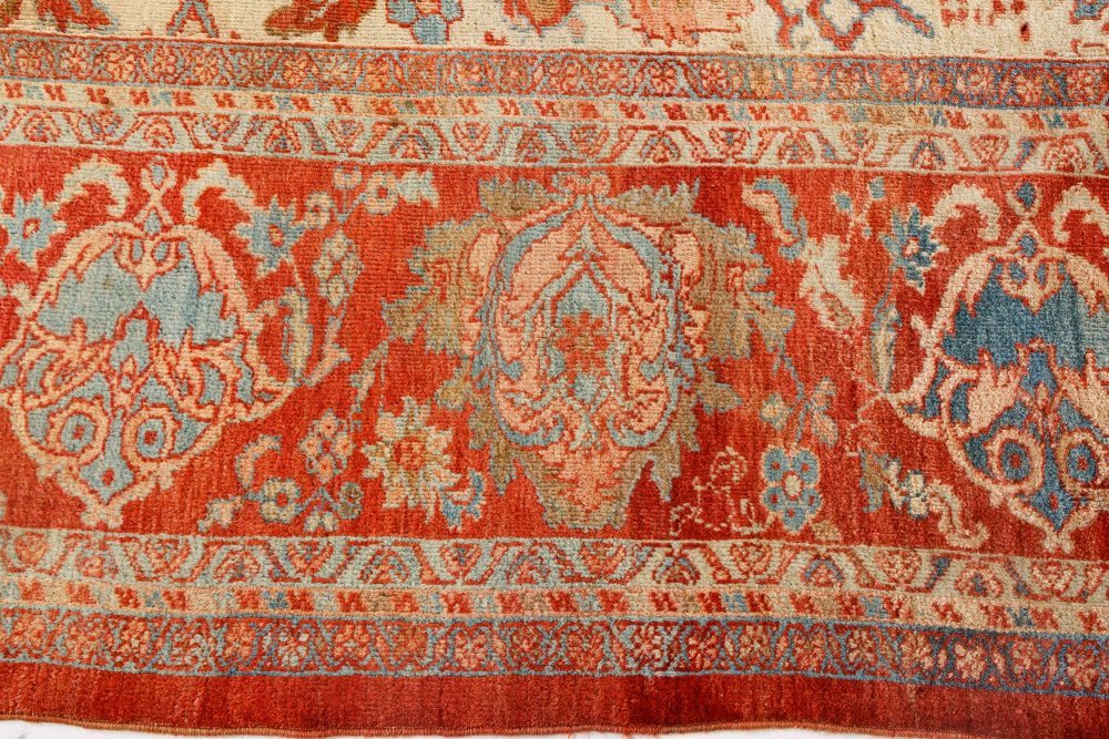 1900s Persian Sultanabad Beige, Blue, Brown, Pink and Red Rug (Size Adjusted) BB7145