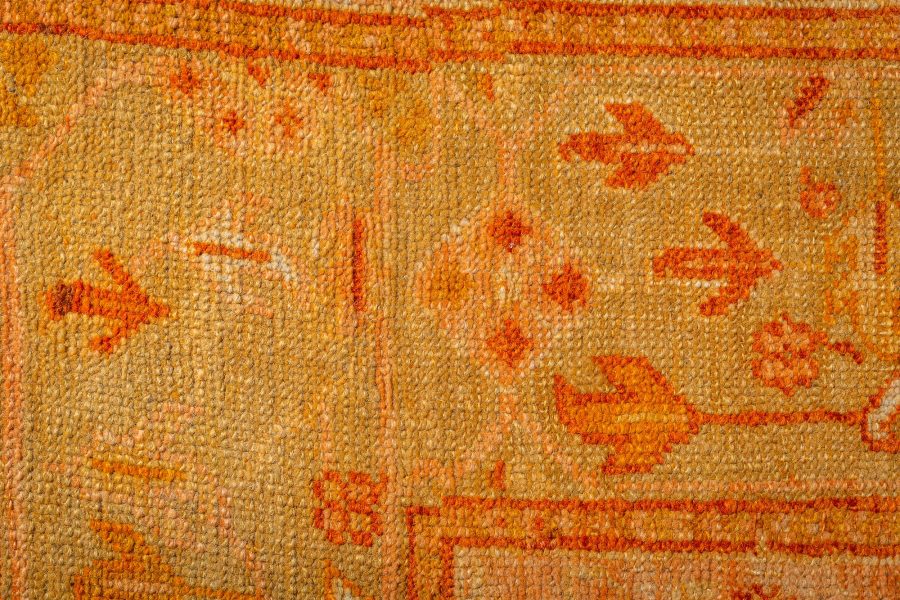 Antique Turkish Oushak Beige, Green, Orange Hand Knotted Wool Rug, (Size Adjusted) BB7160
