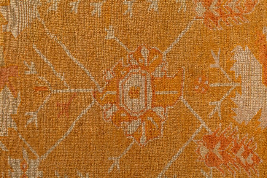 Antique Turkish Oushak Beige, Green, Orange Hand Knotted Wool Rug, (Size Adjusted) BB7160