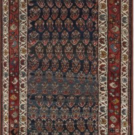Malayer Persian Antique Floral Allover Slate Gray Hand-Knotted Wool Runner – Circa 1920 BB7149