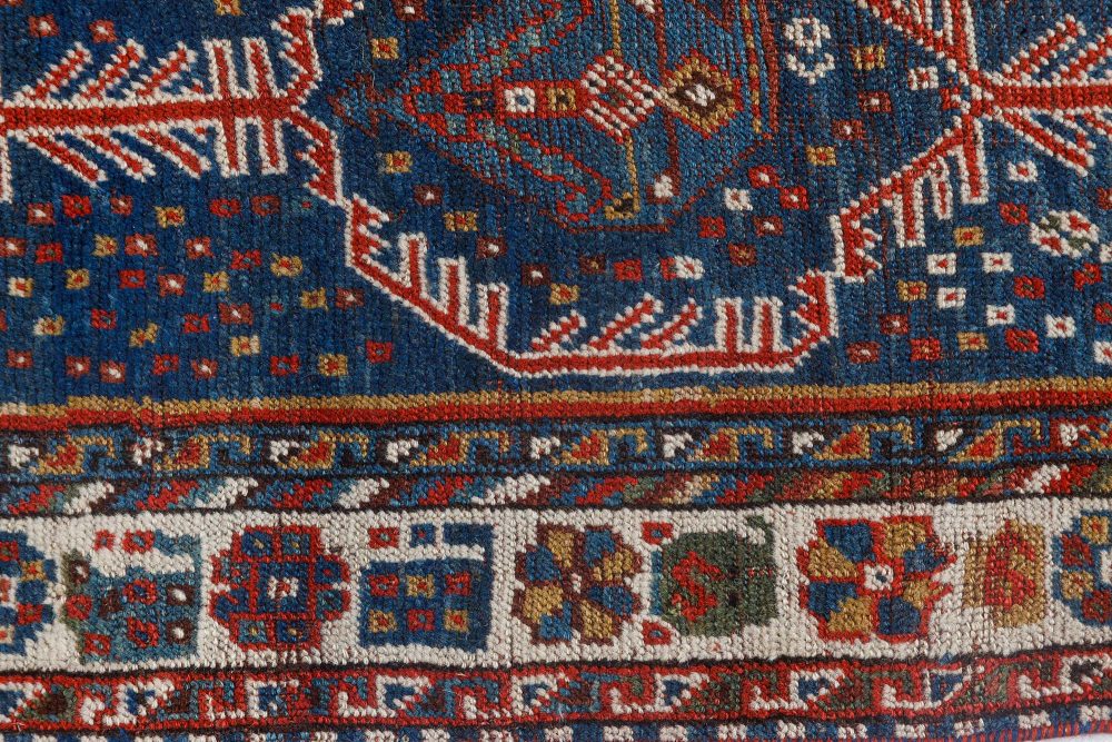 Antique Shirvan Blue, Brown, Gold, Green, Pink and Red Wool Rug BB7152