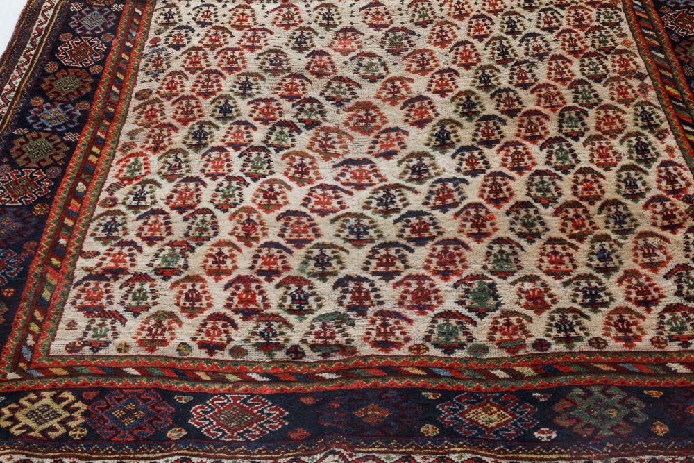 Authentic Persian Afshar Rug in Blue, Brown, Green, Red, White BB7153