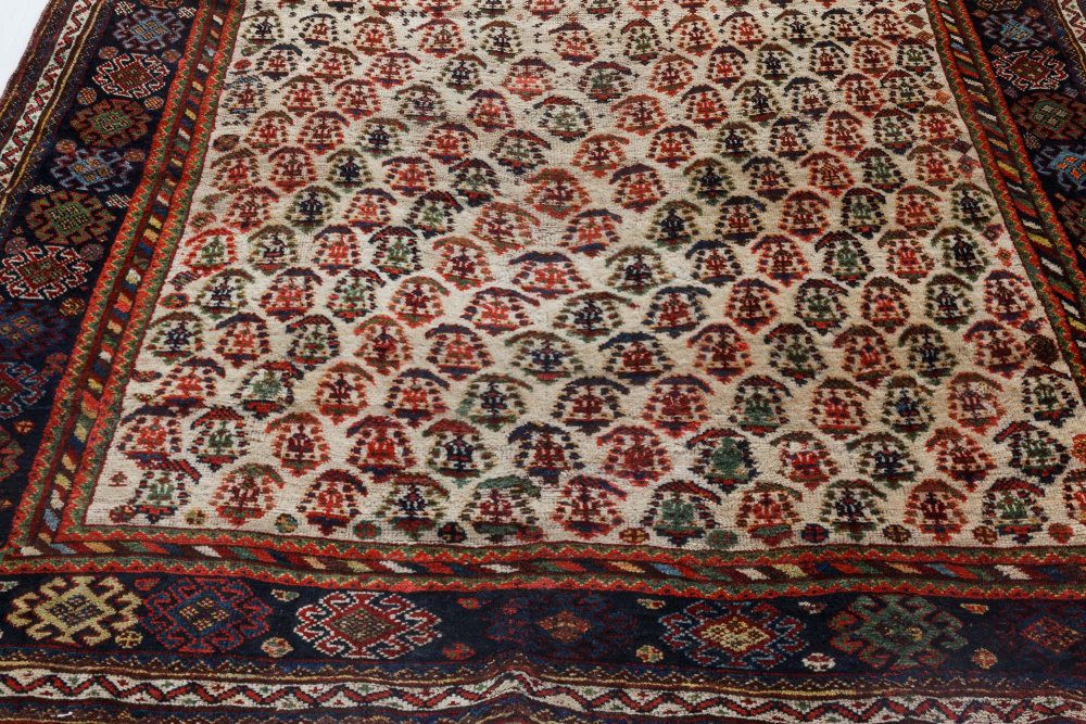 Authentic Persian Afshar Rug in Blue, Brown, Green, Red, White BB7153