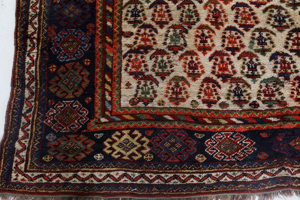 Authentic Persian Afshar Rug in Blue, Brown, Green, Red, White BB7153