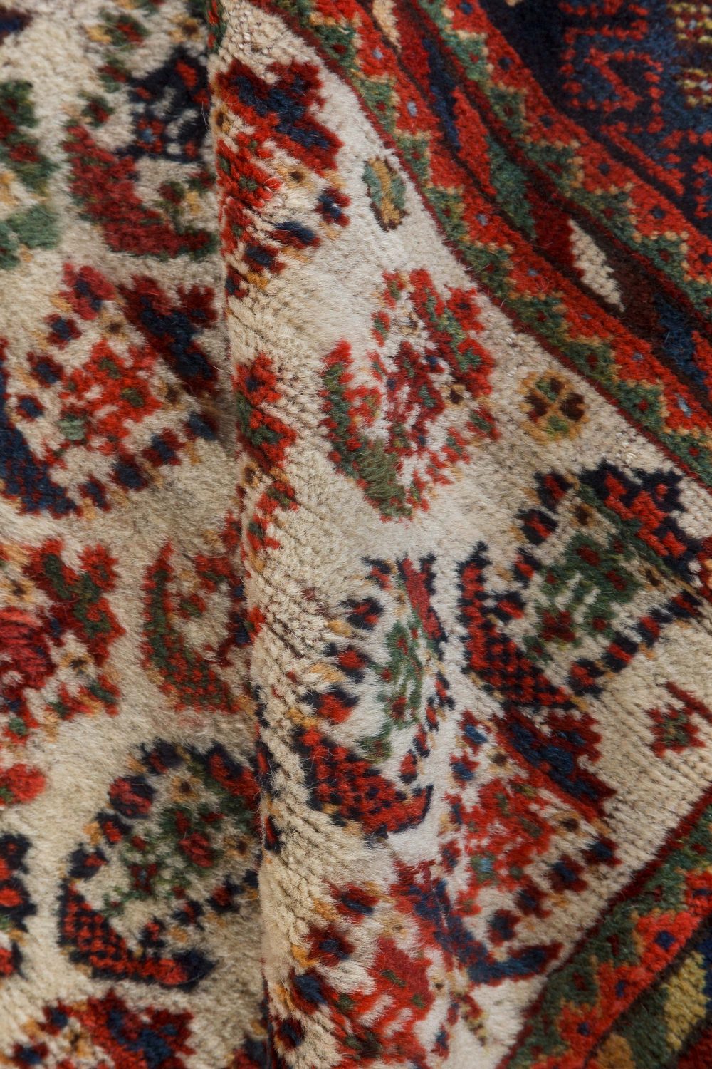 Authentic Persian Afshar Rug in Blue, Brown, Green, Red, White BB7153
