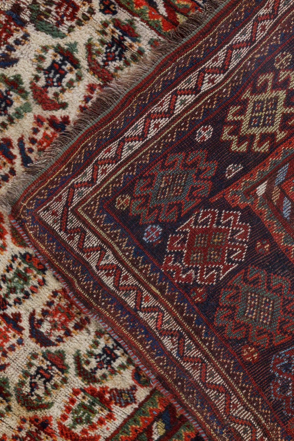 Authentic Persian Afshar Rug in Blue, Brown, Green, Red, White BB7153