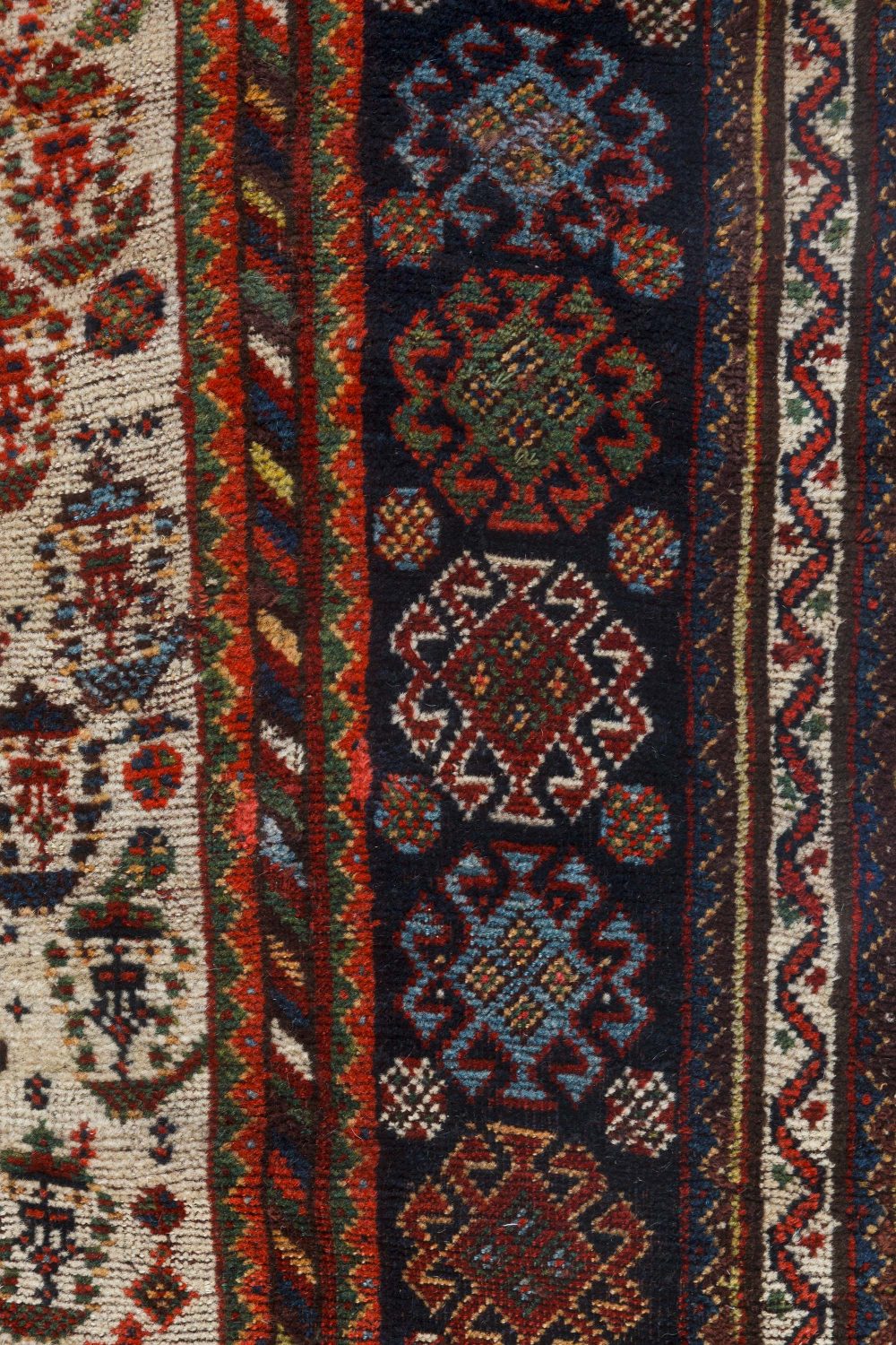 Authentic Persian Afshar Rug in Blue, Brown, Green, Red, White BB7153