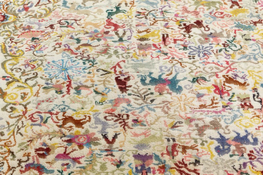Mid-20th Century Olga Fisch Caceria “The Hunt” Colorful Handmade Wool Carpet BB7164
