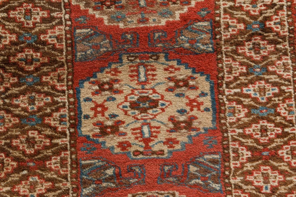 Antique Narrow & Long North West Persian Blue, Brown, Red Wool Runner BB7165