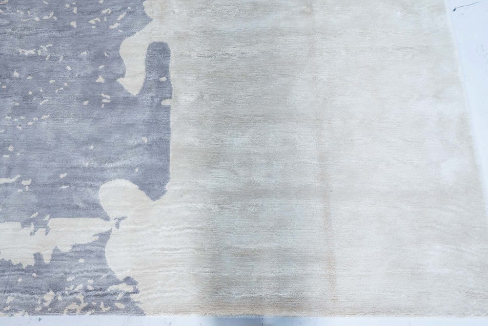 Doris Leslie Blau Collection Abstract Design Beige Gray Handmade Silk Modern Rug N12117