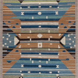 Modern Flatweave Geometric Warm Tan Wool Rug “Prism” N12118