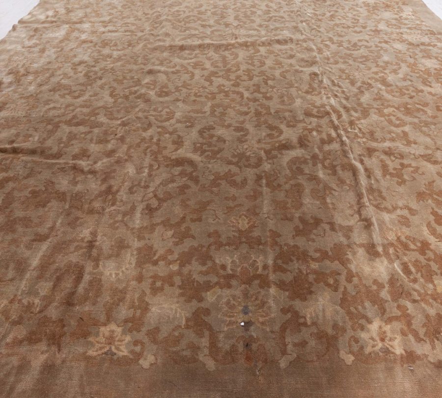 Midcentury Chinese Brown Handmade Wool Rug BB7348