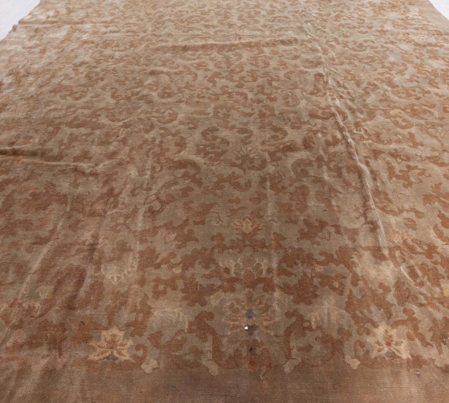 Midcentury Chinese Brown Handmade Wool Rug BB7348