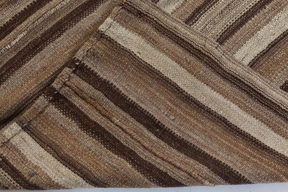 Mid-20th century Persian Kilim Rug in Beige and Brown Stripes BB7297